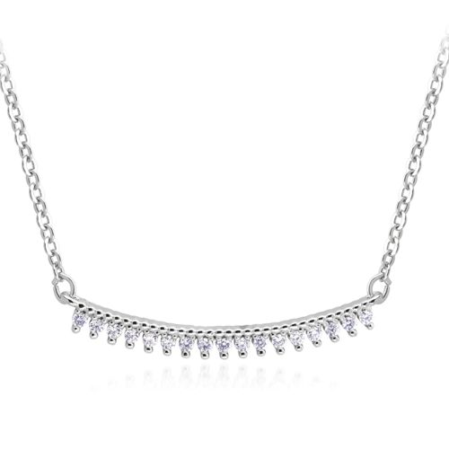 Steel Bar Necklace with Cubic Zirconias - Click Image to Close